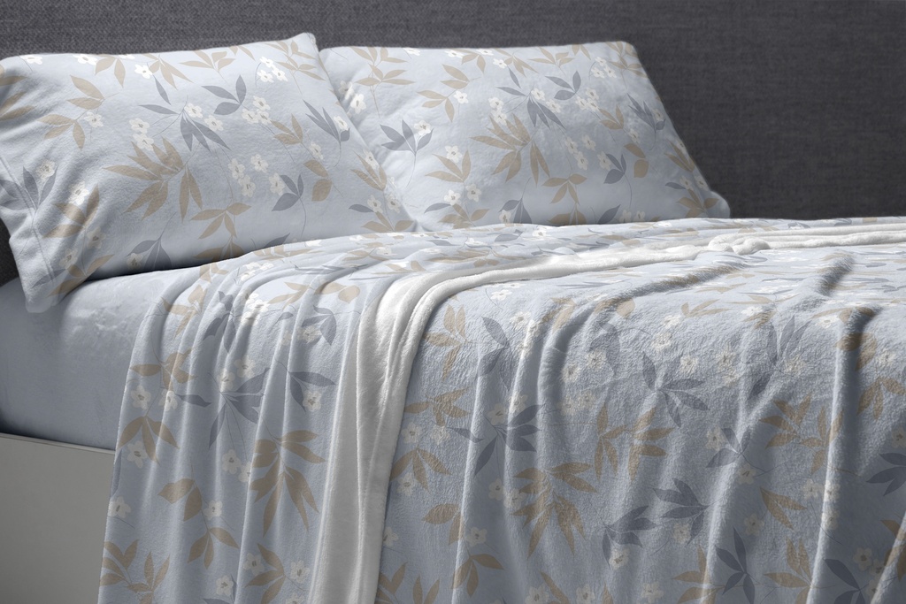 JUEGO SABANAS CORALINA 985 CIELO BURRITO BLANCO