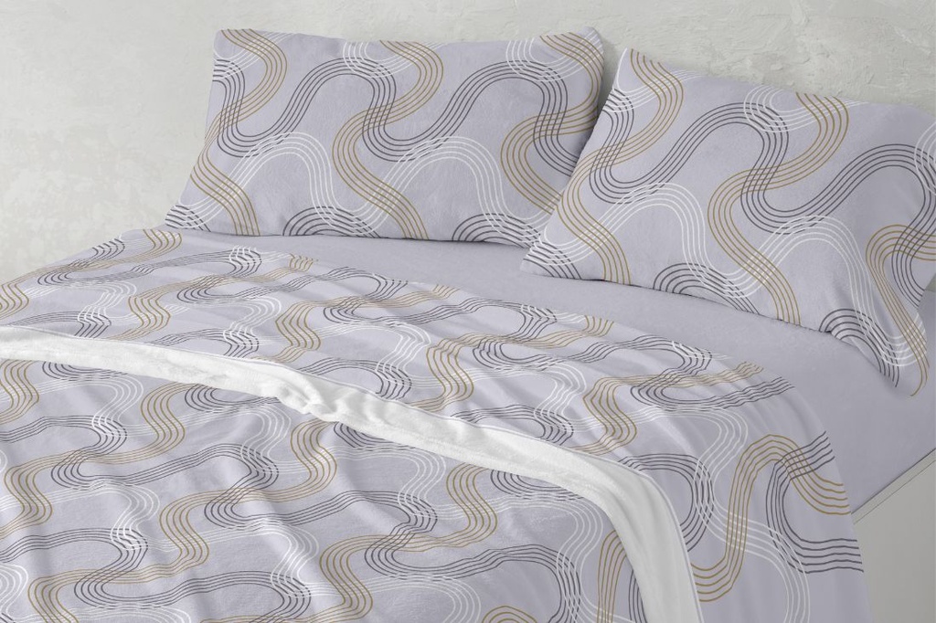 JUEGO SABANAS CORALINA 026 LAVANDA BURRITO BLANCO