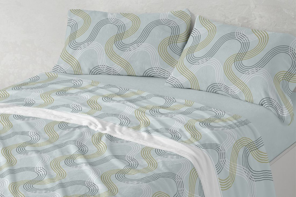 JUEGO SABANAS CORALINA 026 VERDE BURRITO BLANCO