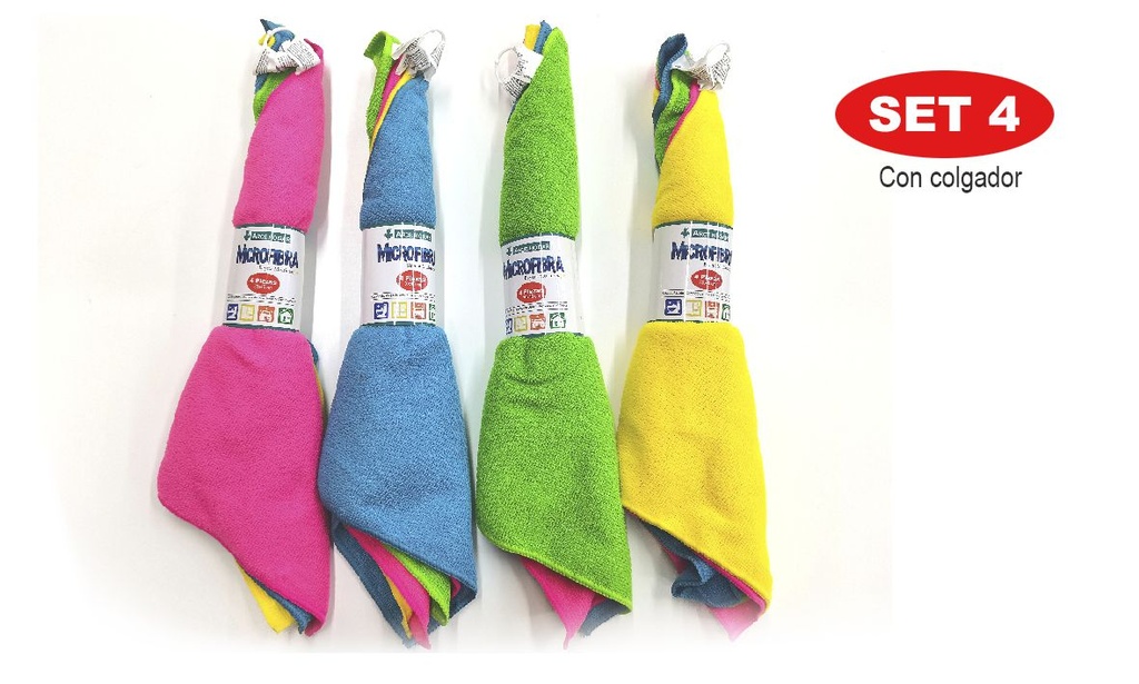 SET 4 PAÑOS LIMPIEZA MICROFIBRA ARCE