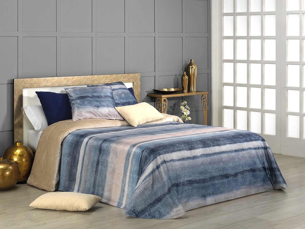 EDREDON VELOUR SEDA VARMO AZUL CAÑETE