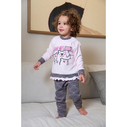PIJAMA INFANTIL PUNTO MILANO OSITOS ROSA MUSHLER