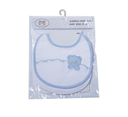 [9802-BLANCOAZUL] PACK 2 BABEROS PARA BORDAR 9802 BLANCO-AZUL GAMBERRITOS