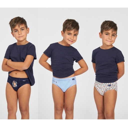 SLIP NIÑO ESTAMPADO 100% ALGODÓN 401/3 PACK 3 KEHAT