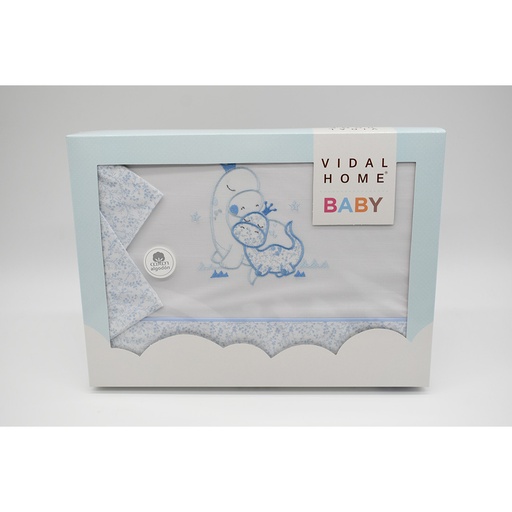 JUEGO DE SABANAS TELA 289 BLANCO/AZUL VIDAL HOME BABY