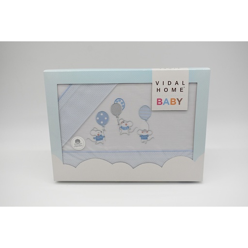 JUEGO DE SABANAS TELA 259 BLANCO/AZUL VIDAL HOME BABY