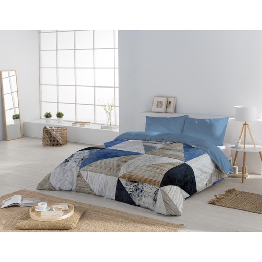 Edredón patchwork azul. Cama 180-200cm., Ropa de cama y textil para  dormitorio