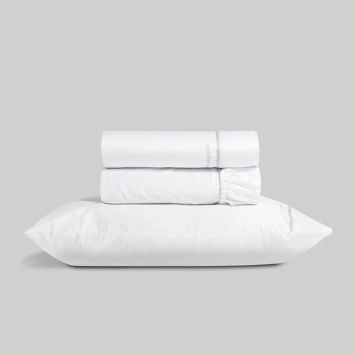 [300HELBABCOGRIS] JUEGO SABANAS 300 H ELBA BLANCO-GRIS 150 CM  DON ALGODON