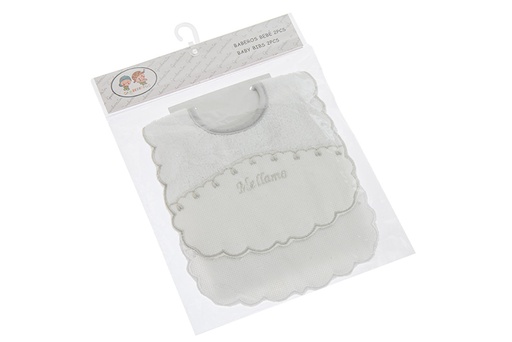 [8831BLANCO-GRIS] PACK 2 BABEROS PARA BORDAR 8831 BLANCO-GRIS GAMBERRITOS
