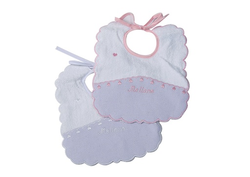 [8831BLANCO-ROSA] PACK 2 BABEROS PARA BORDAR 8831 BLANCO-ROSA GAMBERRITOS