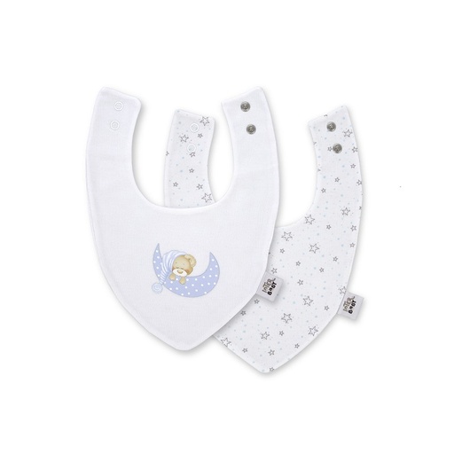 [337-01] PACK 2 BABEROS BANDANA SLEEP AZUL INTERBABY