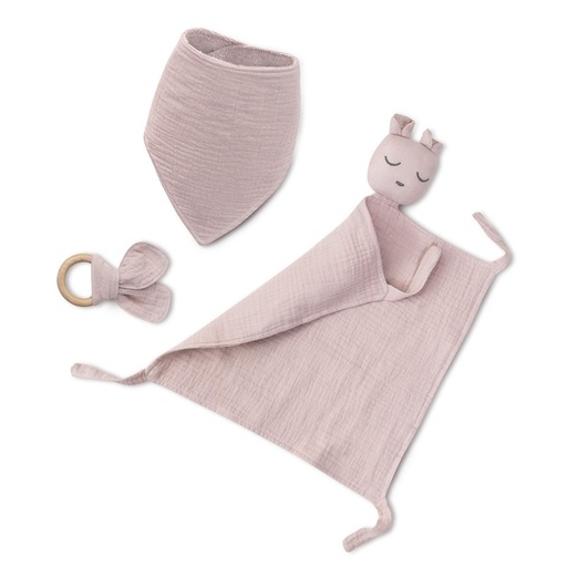 [SET41-66] SET DOU DOU+BANDANA+MORDEDOR MUSELINA OSO ROSA MAQUILLAJE INTERBABY