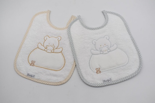 [1PB2-GRBEIGE] PACK 2 BABEROS PARA BORDAR 1PB/2 GRIS-BEIGE MARTIFANEL