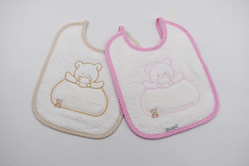 [1PB2-ROBEIGE] PACK 2 BABEROS PARA BORDAR 1PB/2 ROSA-BEIGE MARTIFANEL