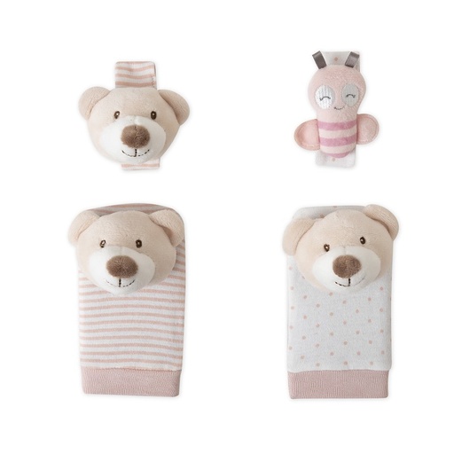 [OSI01-02] SET SONAJEROS PIES Y MUÑECAS OSITO ROSA INTERBABY