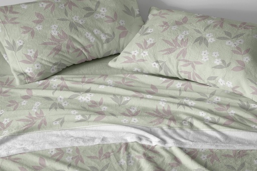 JUEGO SABANAS CORALINA 985 VERDE BURRITO BLANCO
