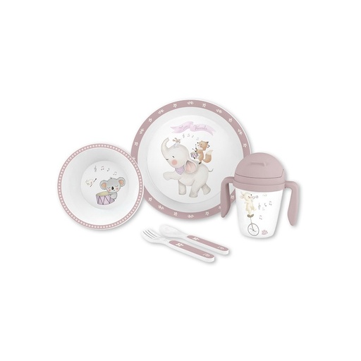 [SET39-02] SET VAJILLA MUSIC ROSA 5 PCS INTERBABY