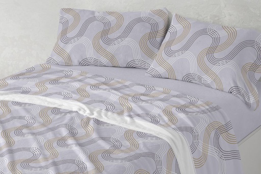 JUEGO SABANAS CORALINA 026 LAVANDA BURRITO BLANCO