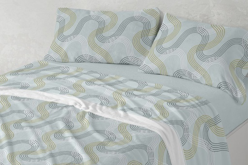 JUEGO SABANAS CORALINA 026 VERDE BURRITO BLANCO