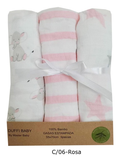 [1553-06] MUSELINA ESTAMPADA 100% BAMBÚ 1553 ROSA DUFFI