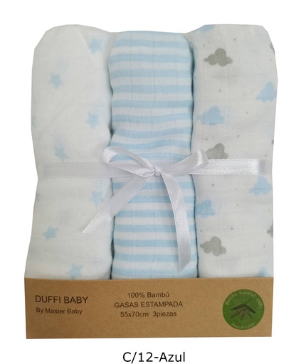 [1554-12] MUSELINA ESTAMPADA 100% BAMBÚ 1554 AZUL DUFFI