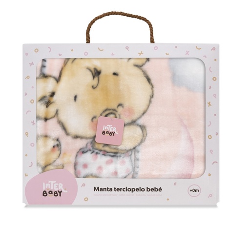 [00983-02] MANTA RACHEL OSITO NUBE 110X140 ROSA INTERBABY