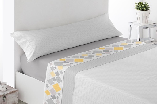 JUEGO DE SABANAS TELA RIBAS GRIS MIRACLE HOME