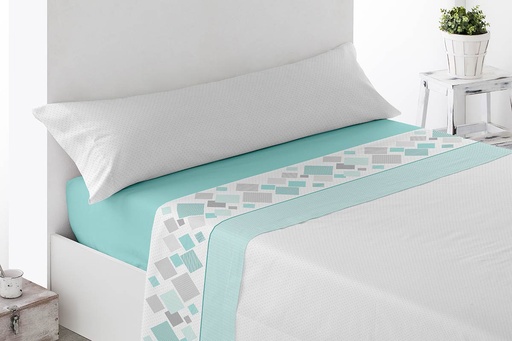 JUEGO DE SABANAS TELA RIBAS VERDE MIRACLE HOME
