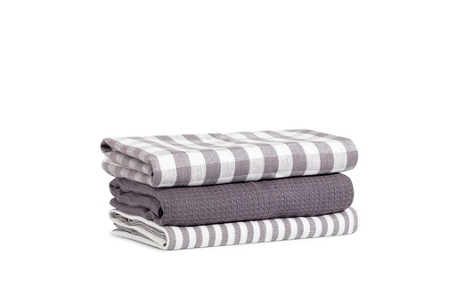 [5015-GRIS] PACK 3 PAÑOS DE COCINA ALGODON 50X70 GRIS DESKARAO