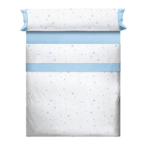 JUEGO DE SABANAS TELA KALO BLANCO-AZUL CAÑETE
