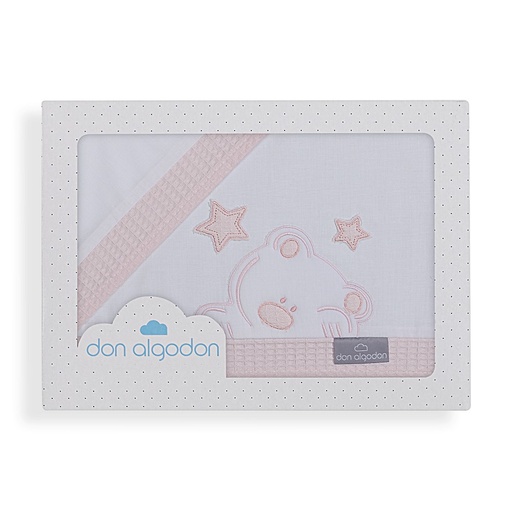 [D4185-12] TRIPTICO MINICUNA TELA 100% ALG. VIGGO BLANCO-ROSA DON ALGODON