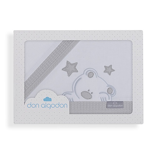 [D4185-18] TRIPTICO MINICUNA TELA 100% ALG. VIGGO BLANCO-GRIS DON ALGODON