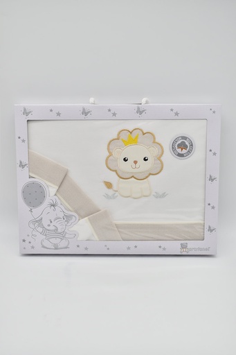[LEONBLANCOBEIGE] TRIPTICO CUNA LEON BLANCO-BEIGE MARTIFANEL