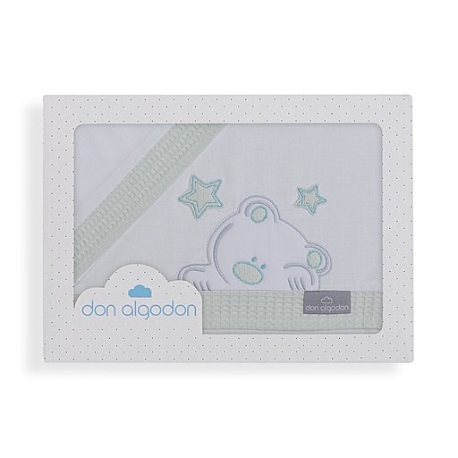 [D4185-62] TRIPTICO MINICUNA TELA 100% ALG. VIGGO BLANCO-MENTA DON ALGODON