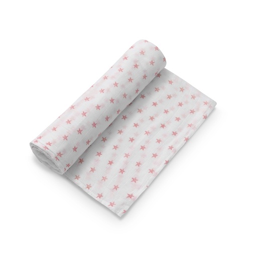 [99981-12] MUSELINA 120X120 STAR BLANCO/ROSA INTERBABY