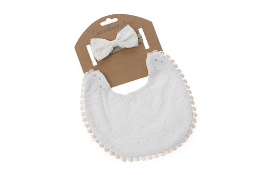 [10754-BLANCO] SET BABERO + LAZO 10754 20X20 BLANCO GAMBERRITOS