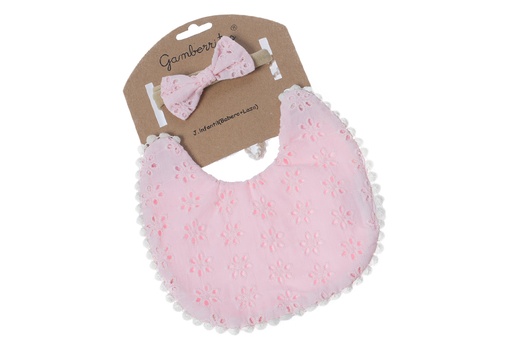 [10754-ROSA] SET BABERO + LAZO 10754 20X20 ROSA GAMBERRITOS