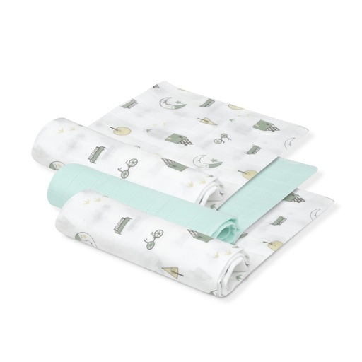 [98976-58] PACK 3 GASAS BAMBÚ 55X70 MOON MENTA INTERBABY