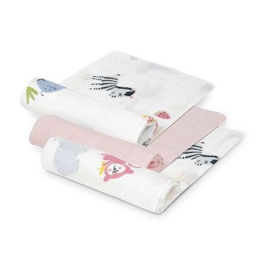 [98977-02] PACK 3 GASAS BAMBÚ 55X70 JUNGLA ROSA INTERBABY
