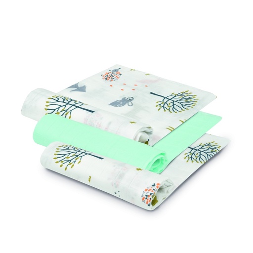 [98975-58] PACK 3 GASAS BAMBÚ 55X70 FOX MENTA INTERBABY