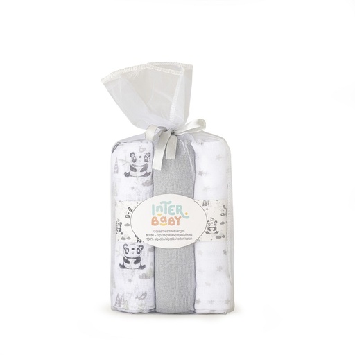 [98972-31] PACK 3 GASAS 80X80 PANDA GRIS INTERBABY