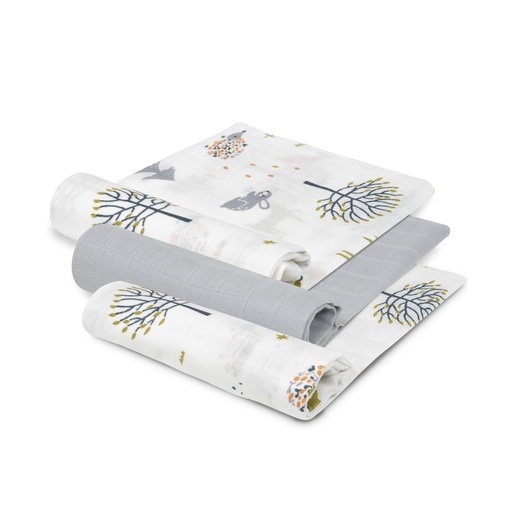 [98975-31] PACK 3 GASAS BAMBÚ 55X70 FOX GRIS INTERBABY
