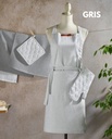 SET DELANTAL, MANOPLA Y AGARRADOR RAYAS GRIS ATENAS