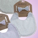 SET BABERO + LAZO 10867 20X20 GRIS GAMBERRITOS