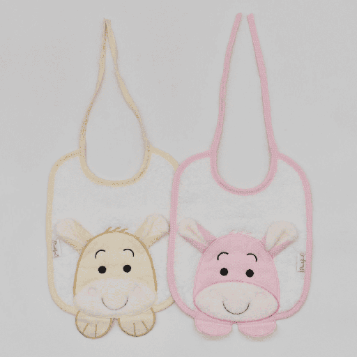 [1DBURRO2-ROSABEIGE] PACK 2 BABEROS 1 D BURRO/2 ROSA-BEIGE MARTIFANEL