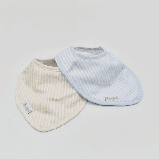[32.3-2-AZULBEIGE] PACK 2 BABEROS BANDANA COWBOY RAYAS ANCHAS 32.3/2 AZUL-BEIGE MARTIFANEL