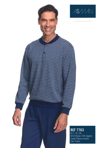 PIJAMA HOMBRE INVIERNO 7763 PIZARRA ASMAN