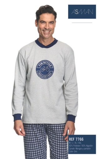PIJAMA HOMBRE INVIERNO 7766 CELESTE ASMAN