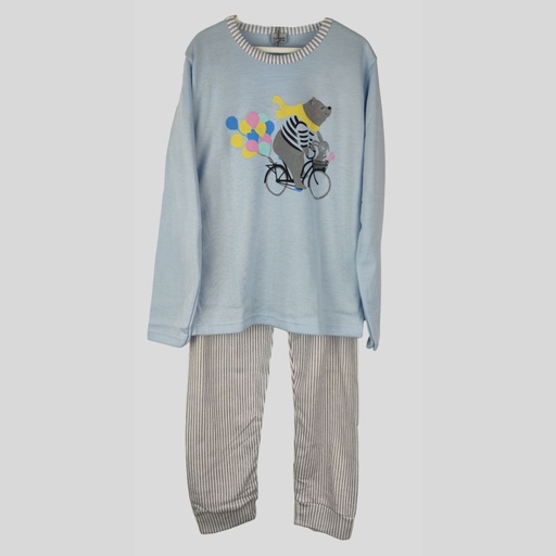 PIJAMA NIÑA 7007 OSO BICICLETA CELESTE ENTREDOS