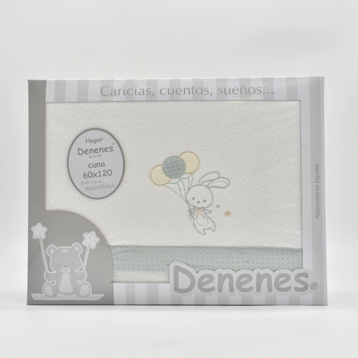 JUEGO SÁBANAS MICROLINA CONEJO GLOBO VERDE DENENES